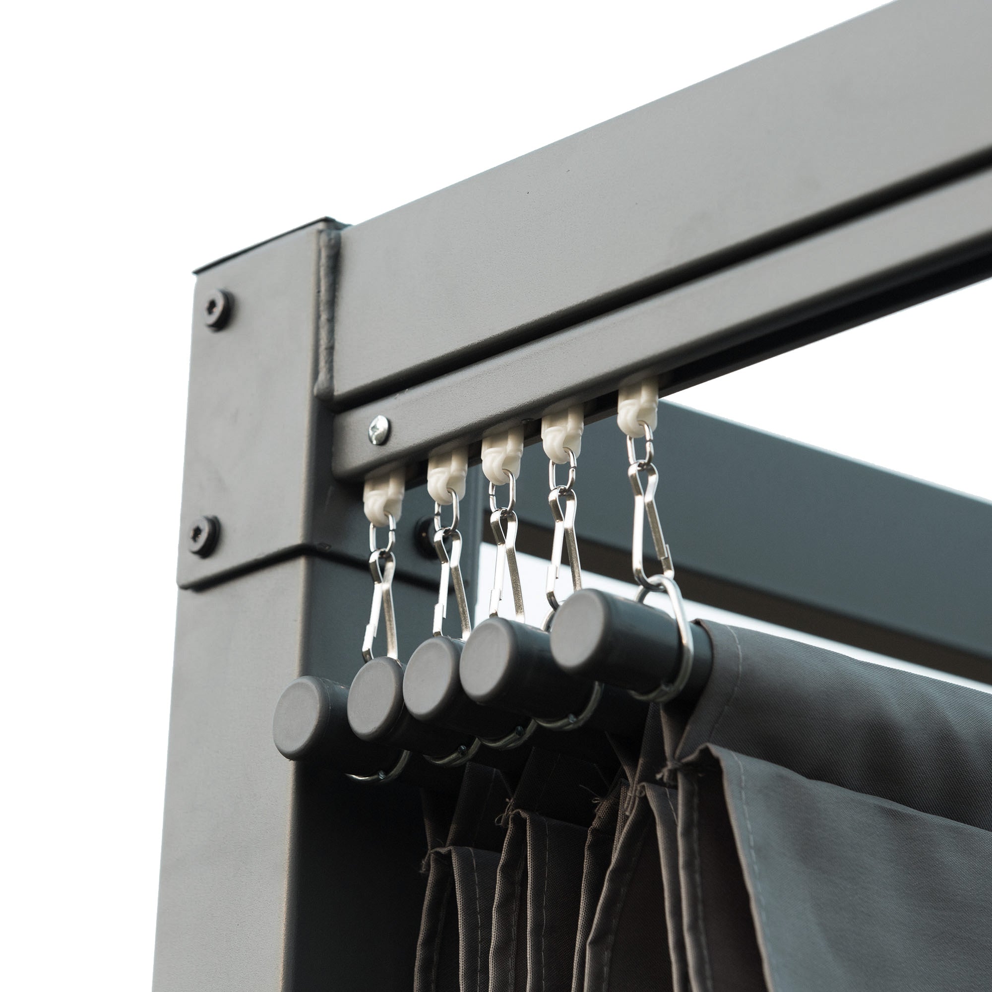 Outsunny 13' x 10' Patio Pergola with Retractable Canopy, Outdoor Sun Shelter, Yard Shade, Dark Grey