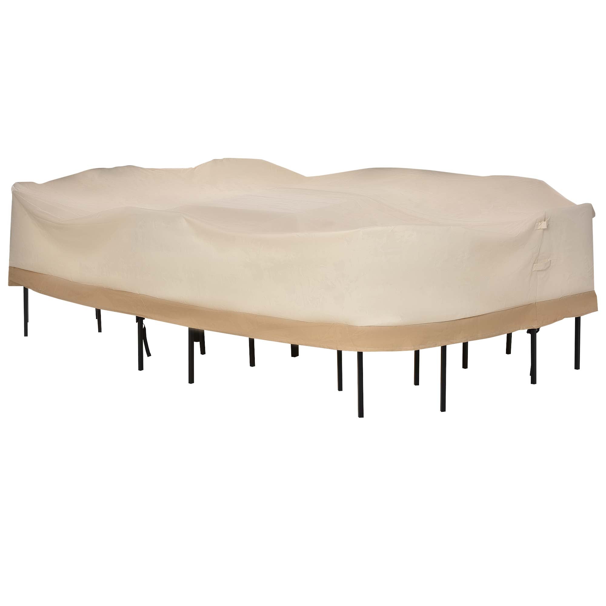 Outsunny Beige Coffee Outdoor Furniture Cover Waterproof 600D Oxford Cloth Patio Protector 129.9" Lx 83.9"W x 22.8"H