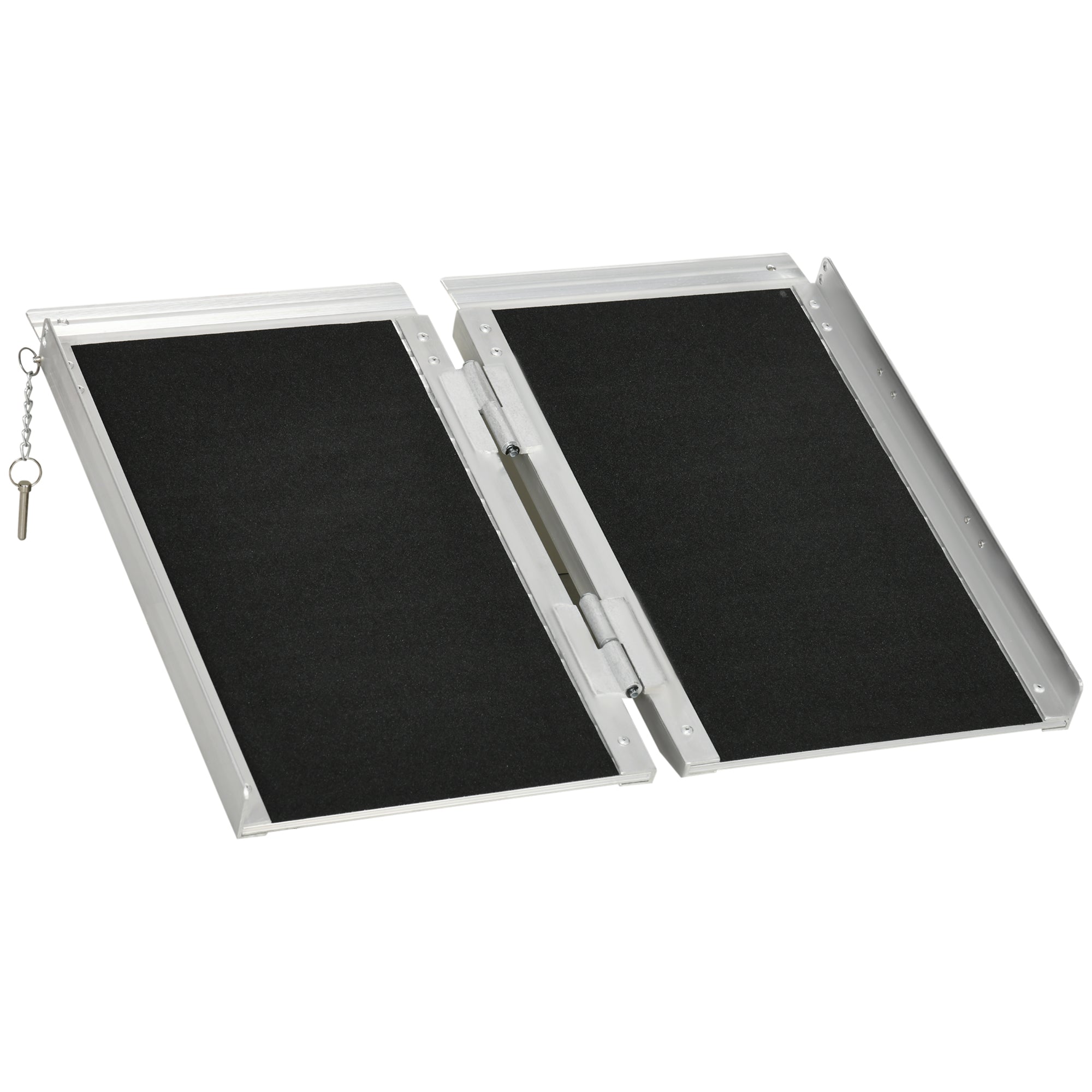 HOMCOM Lightweight Aluminum Wheelchair Ramp: 2ft Non-Skid PVC Portable Scooter Mobility Aid for Easy Access