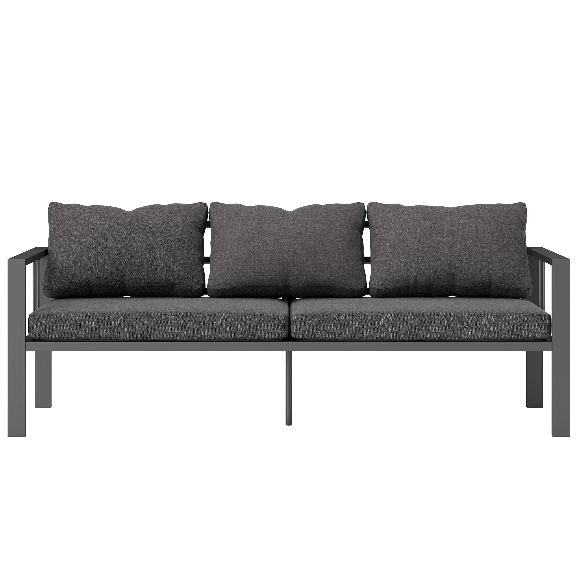 Outsunny 3-Seat Aluminum Outdoor Couch Patio Sofa with Cushions, Wide Seat, Armrests for Garden, Backyard, Balcony, Dark Grey