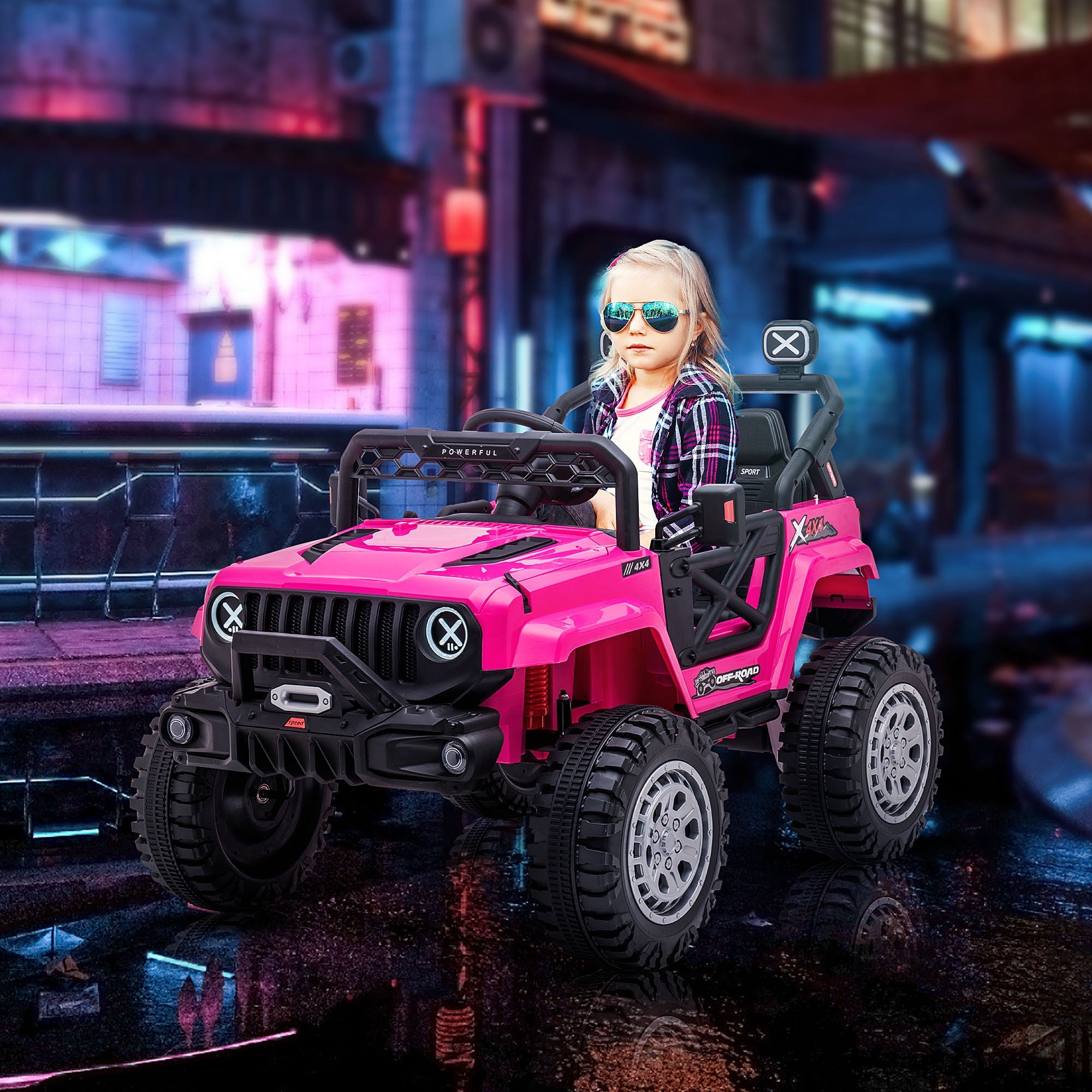 Aosom 12V Kids Ride-on Truck with Remote Control, Battery-Operated Kids Car with Led Lights, Electric Ride on Toy with Spring Suspension| Aosom Canada