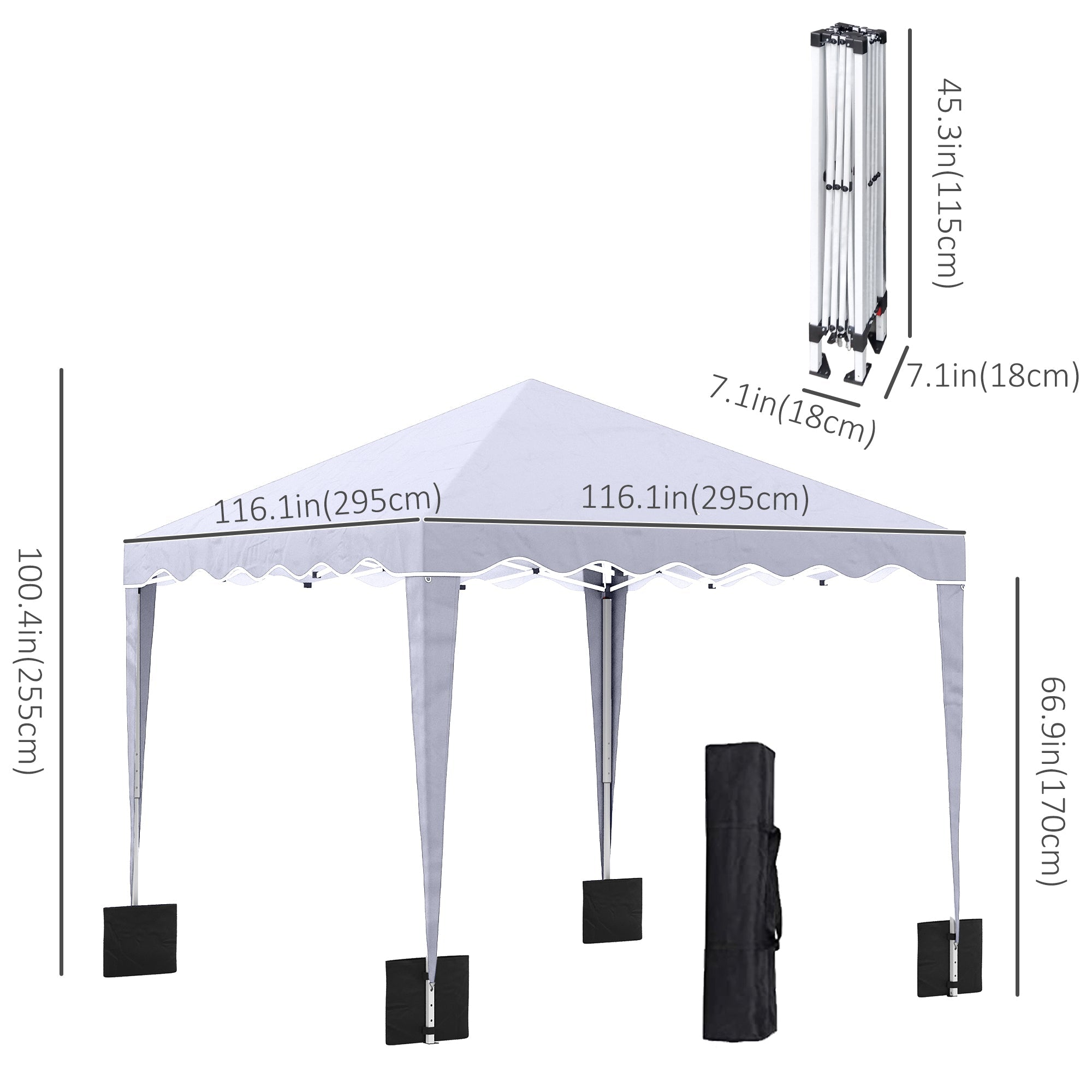 Outsunny 10' x 10' Pop Up Canopy Tent, Instant Shelter with Adjustable Height, Garden Outdoor Party Tent with Carry Bag, White
