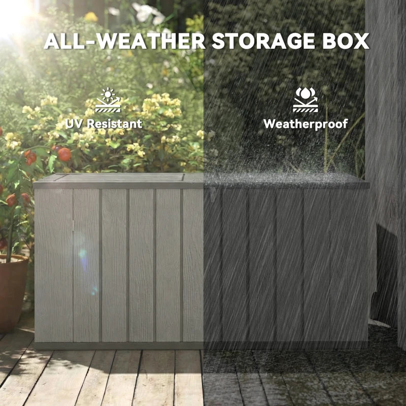 Outdoor Storage Box Large Capacity Deck Box with Lockable Lid Gas Struts for Patio Garden 125.5 gal Grey