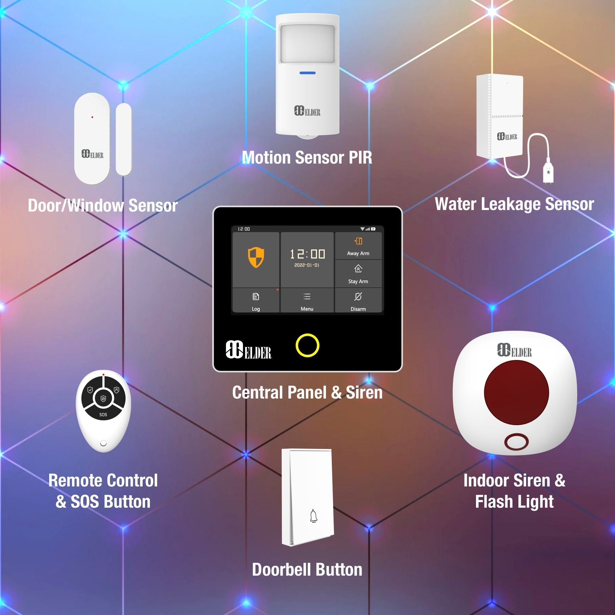 Alarm System Security Wireless 13-Piece WiFi & 4G Smart Home Alarm System DIY Kit, Touch Panel, Siren, Doorbell, Leak, Door & Motion Alarm Sensors, Works with Hey Google & Alexa