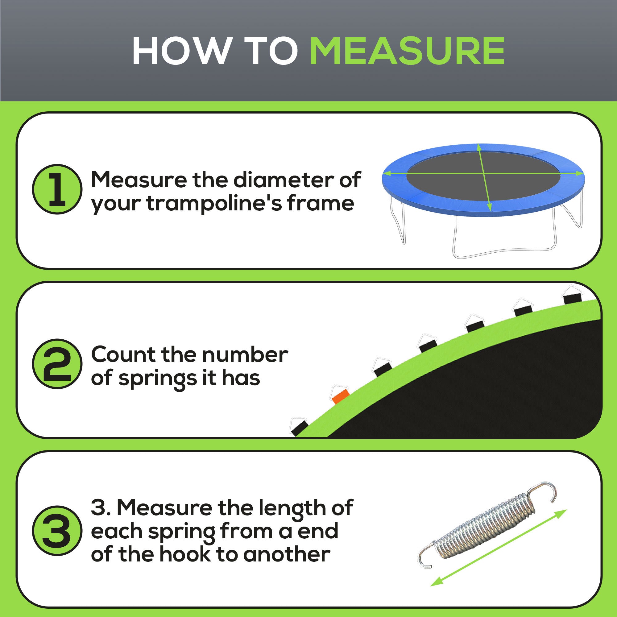 Soozier Trampoline Mat Replacement with Spring Pull Tool and 72 V-Hooks, Fits 12ft Trampoline, Using 5.5" Springs, Green
