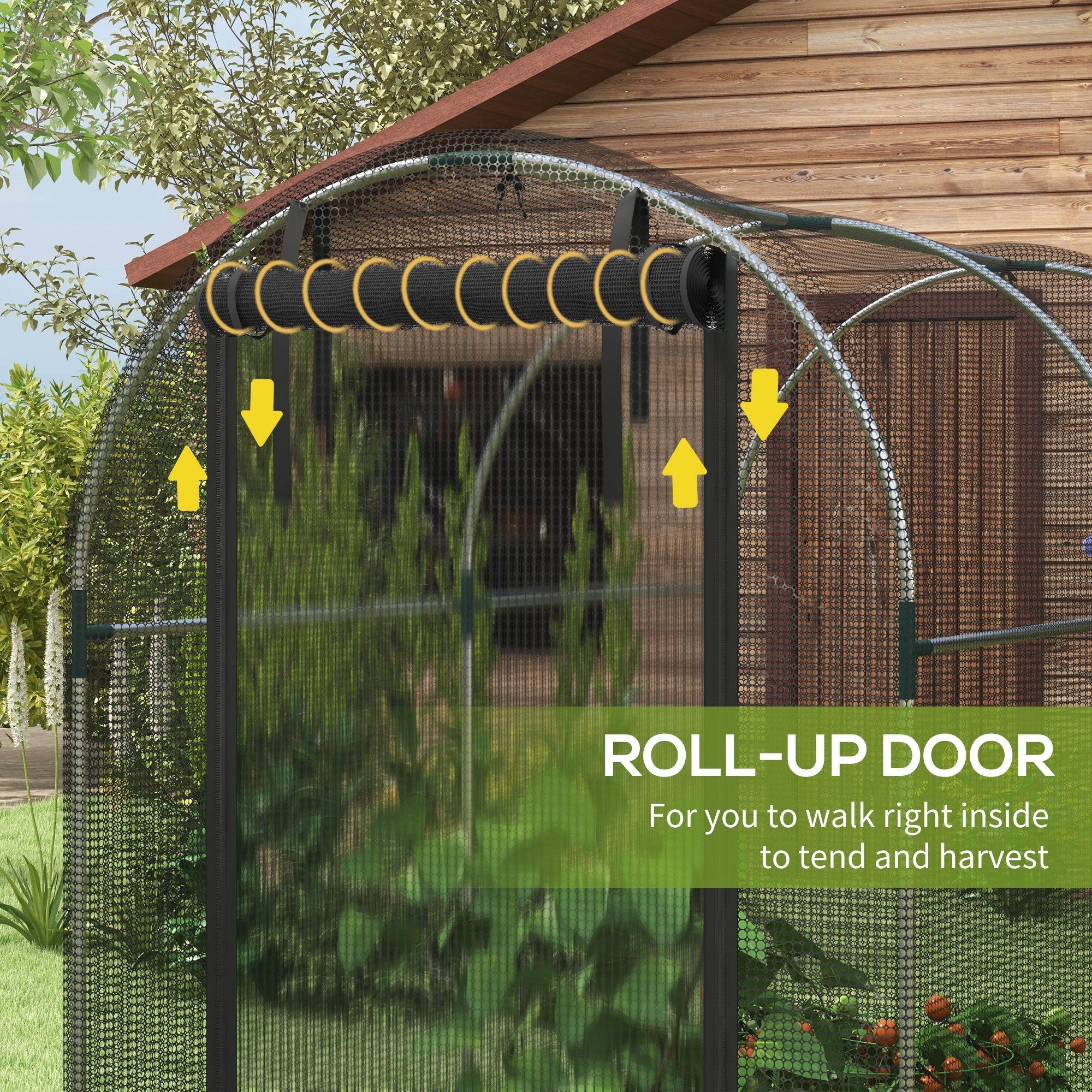 Outsunny Plant Protection Tent Galvanized Steel Crop Cage with Zippered Door 4'x8' Black for Outdoor Gardening