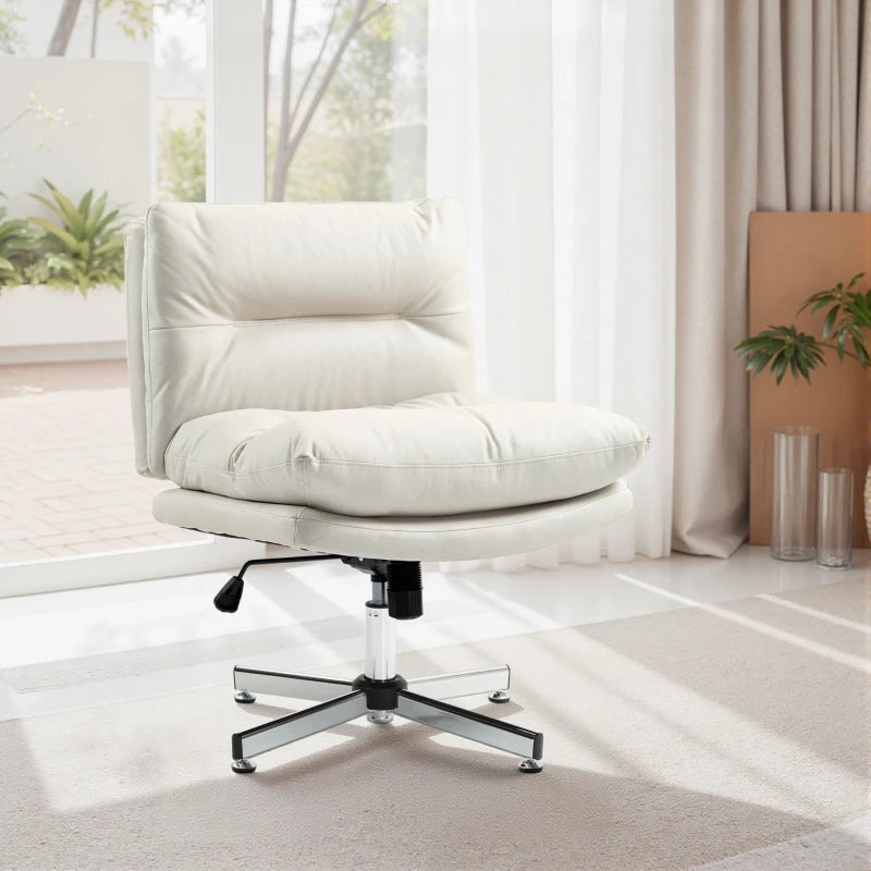Armless Office Chair, Criss Cross Chair with Adjustable Height & Tilt Function for Home Office, Study, Light Grey