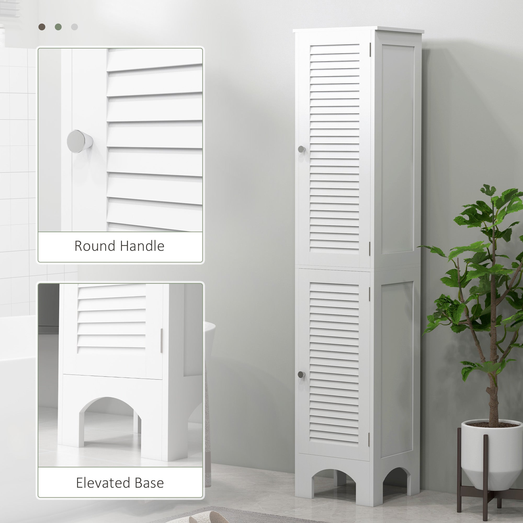 HOMCOM Narrow Tall Bathroom Storage Cabinet Shelves Doors White