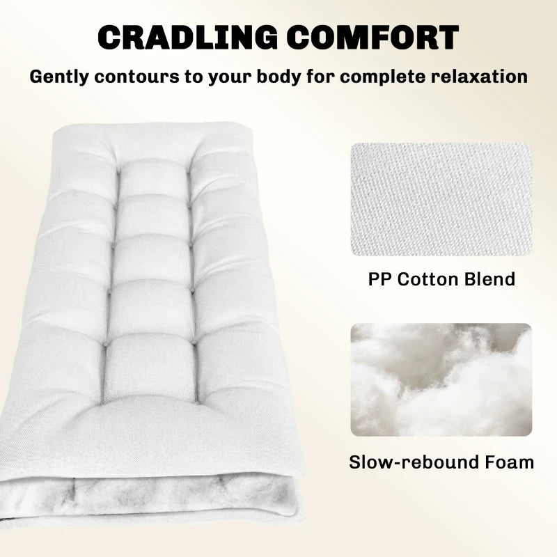 Patio Lounge Chair Cushion, UV50+ Chaise Lounge Chair Cushion with Securing Straps for Patio, 78 x 25.6 inch, Cream White