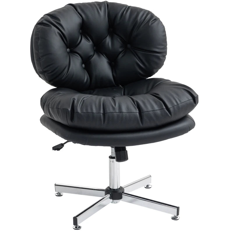 Computer Desk Chair, Armless Office Chair with Wide Padded Seat and Adjustable Height, Black