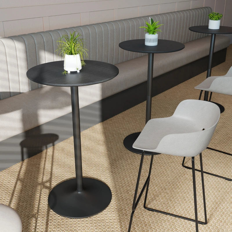Round Table for 2, 40.2 Inch Bar Height Pub Table with Steel Frame, Non-Slip Base for Living Room, Kitchen, Black