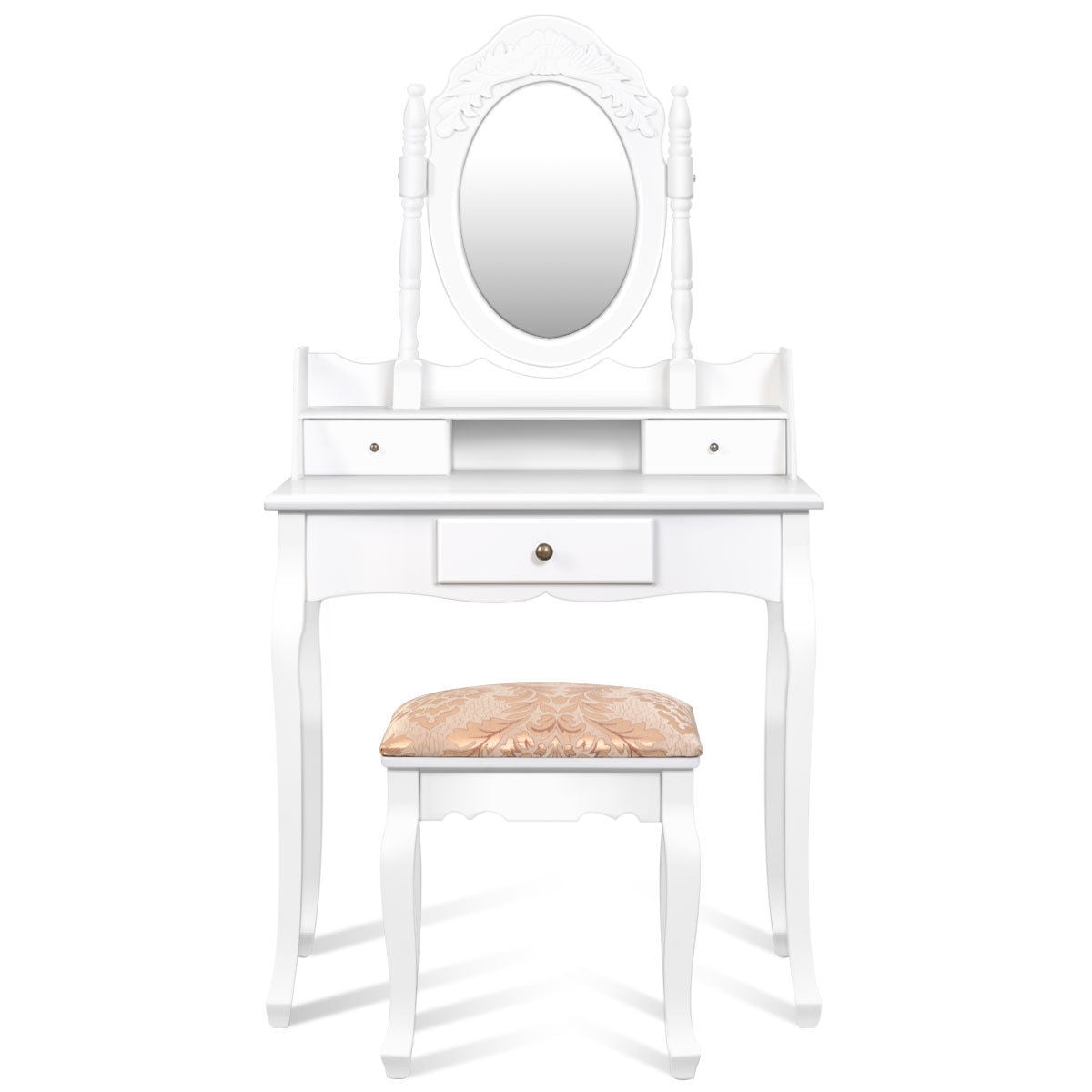 Vanity Makeup Dressing Table with Rotating Mirror and 3 DrawersÂ