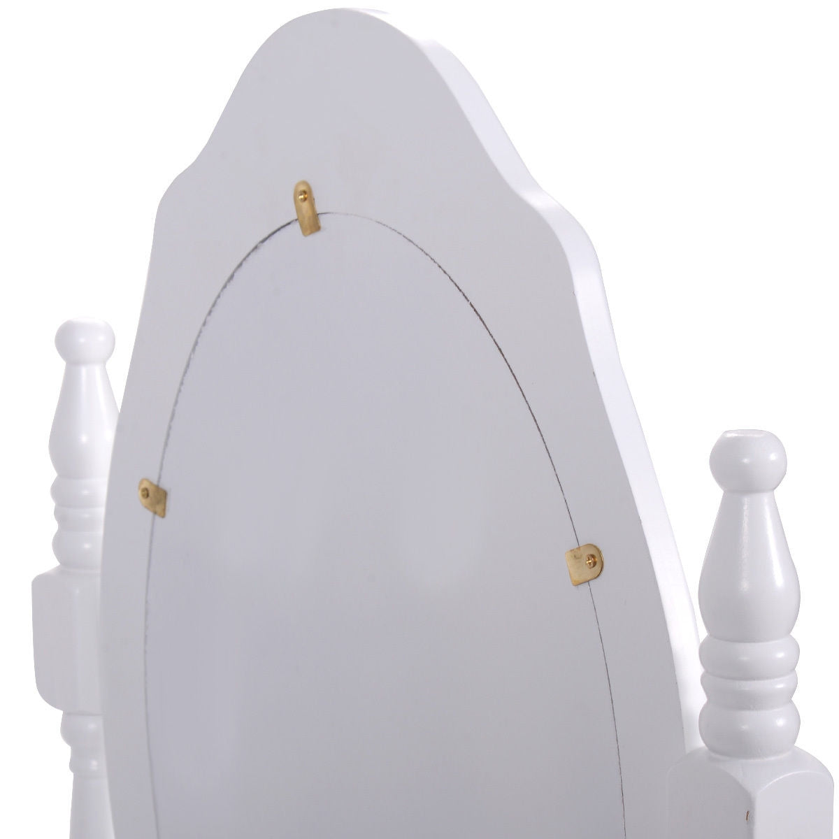 Wood Vanity Table Set with Oval Mirror and 4 Drawers for Kids Girls Women-WhiteÂ