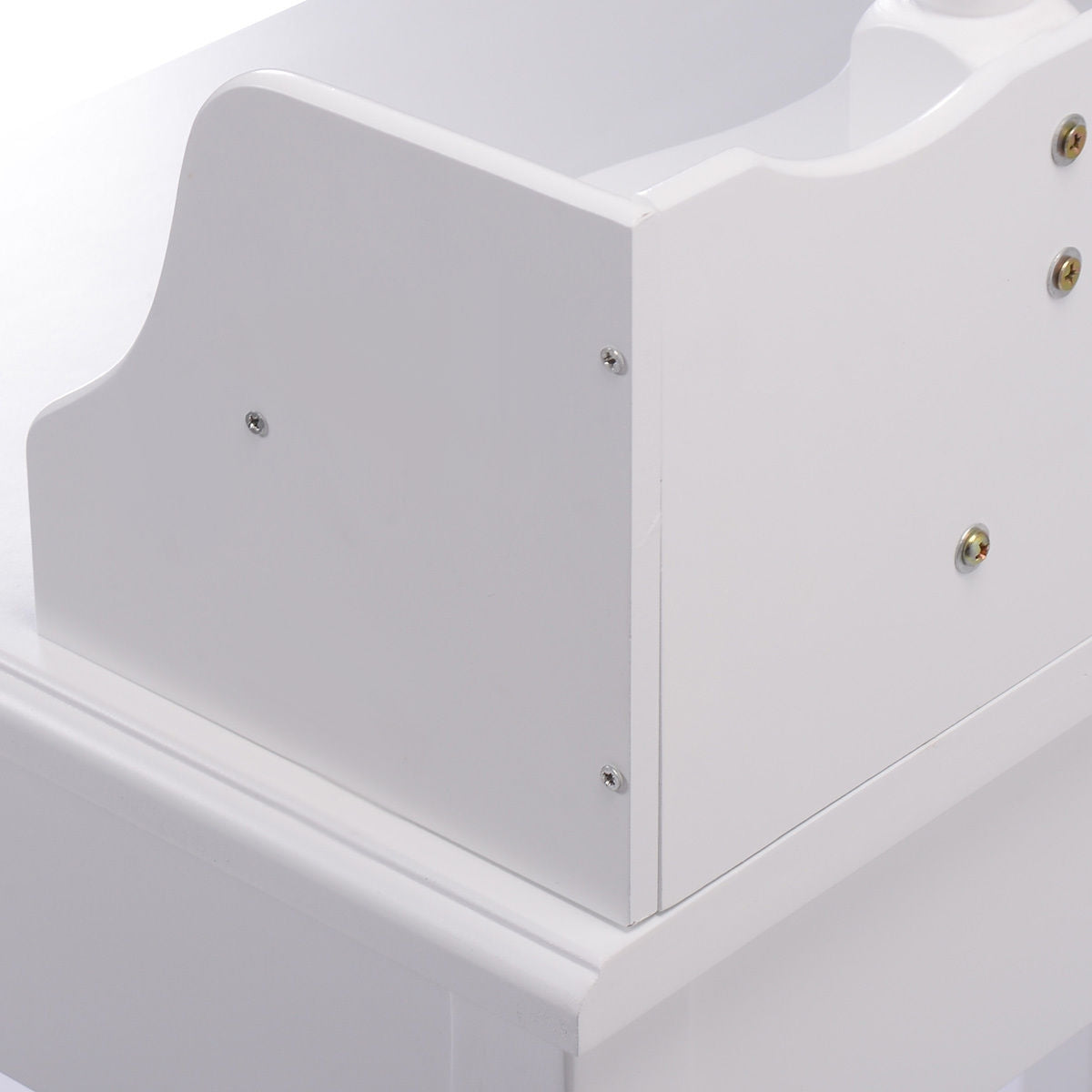 Wood Vanity Table Set with Oval Mirror and 4 Drawers for Kids Girls Women-WhiteÂ