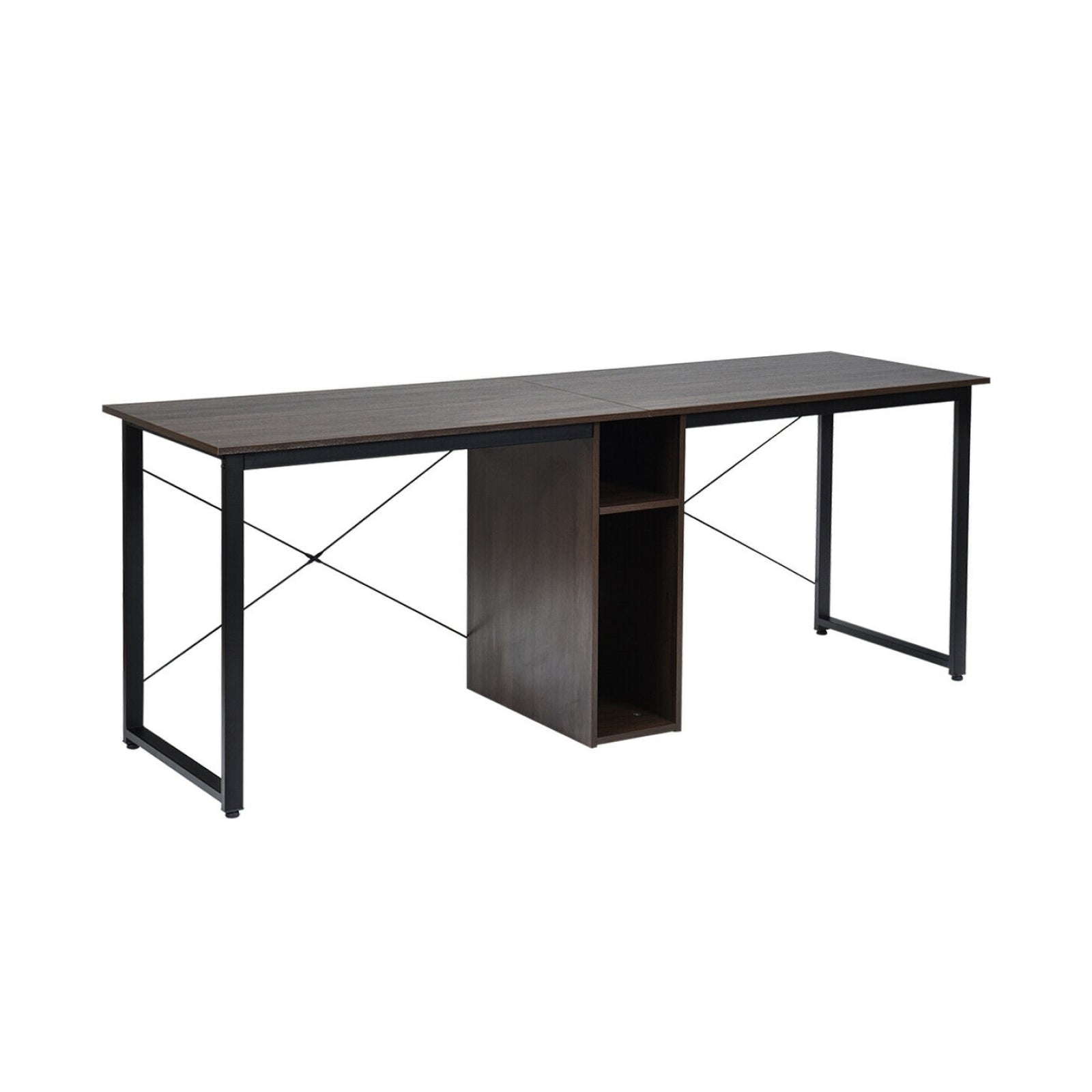 2-Person 79 Inch Computer Desk with Spacious Desktop and CabinetÂ