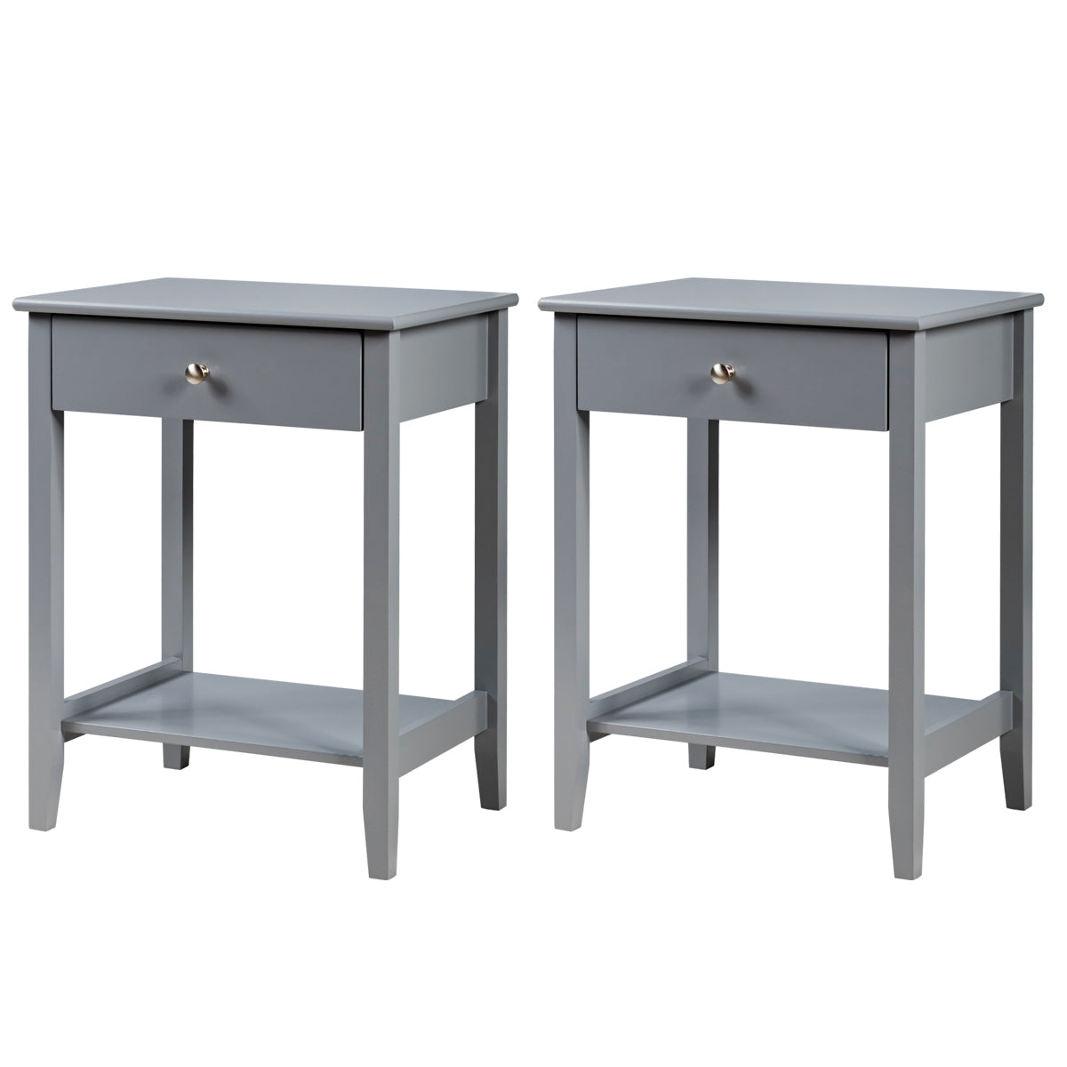 Set of 2 Wooden Bedside Sofa Table-GrayÂ