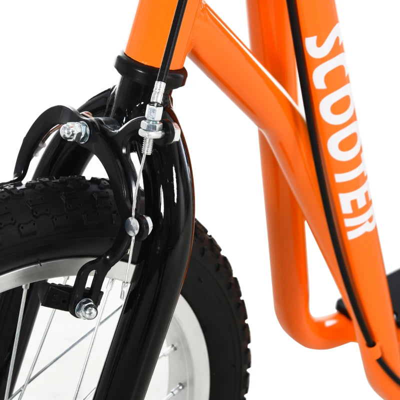 Aosom Kids Scooter with Adjustable Handlebar, Youth Kick Scooter with Dual Brakes, Inflatable Wheels, for Age 5+, Orange