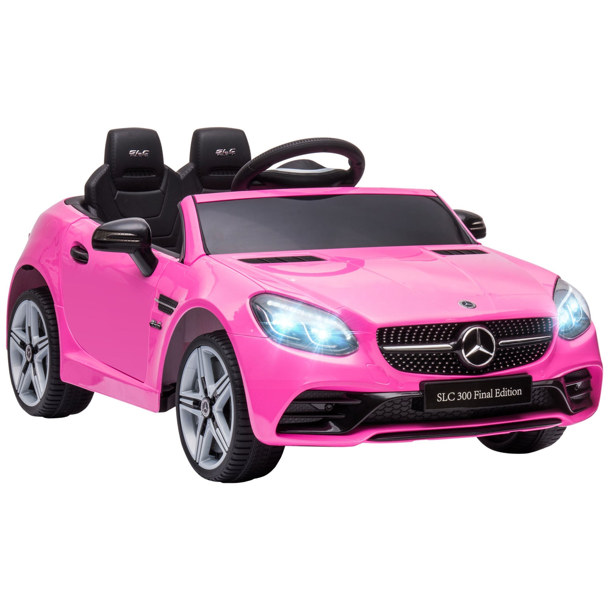 Aosom 12V Electric Ride On Car for Kids with Remote Control Music Lights Pink Two Motors for Ages 3-6