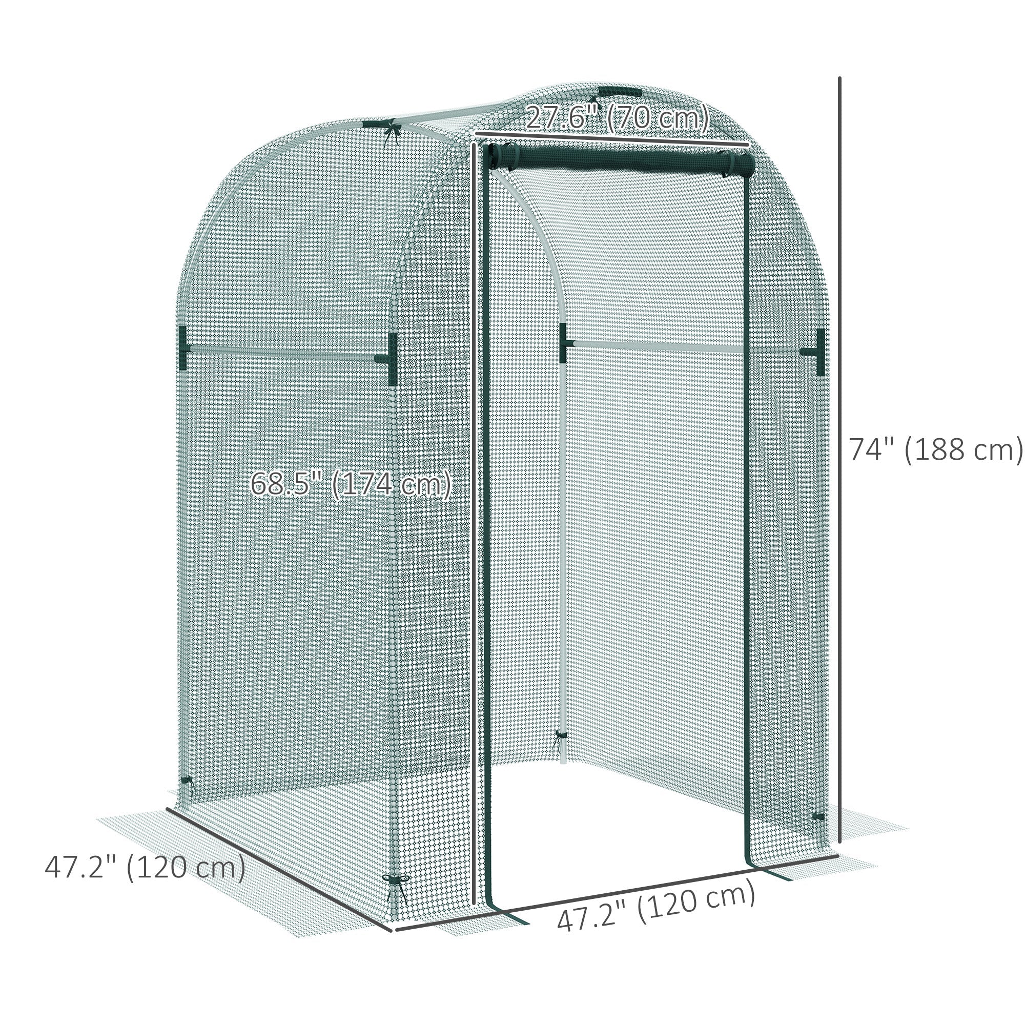 Outsunny Galvanized Steel Crop Cage, Plant Protection Tent with Zippered Door, 4' x 4', Green
