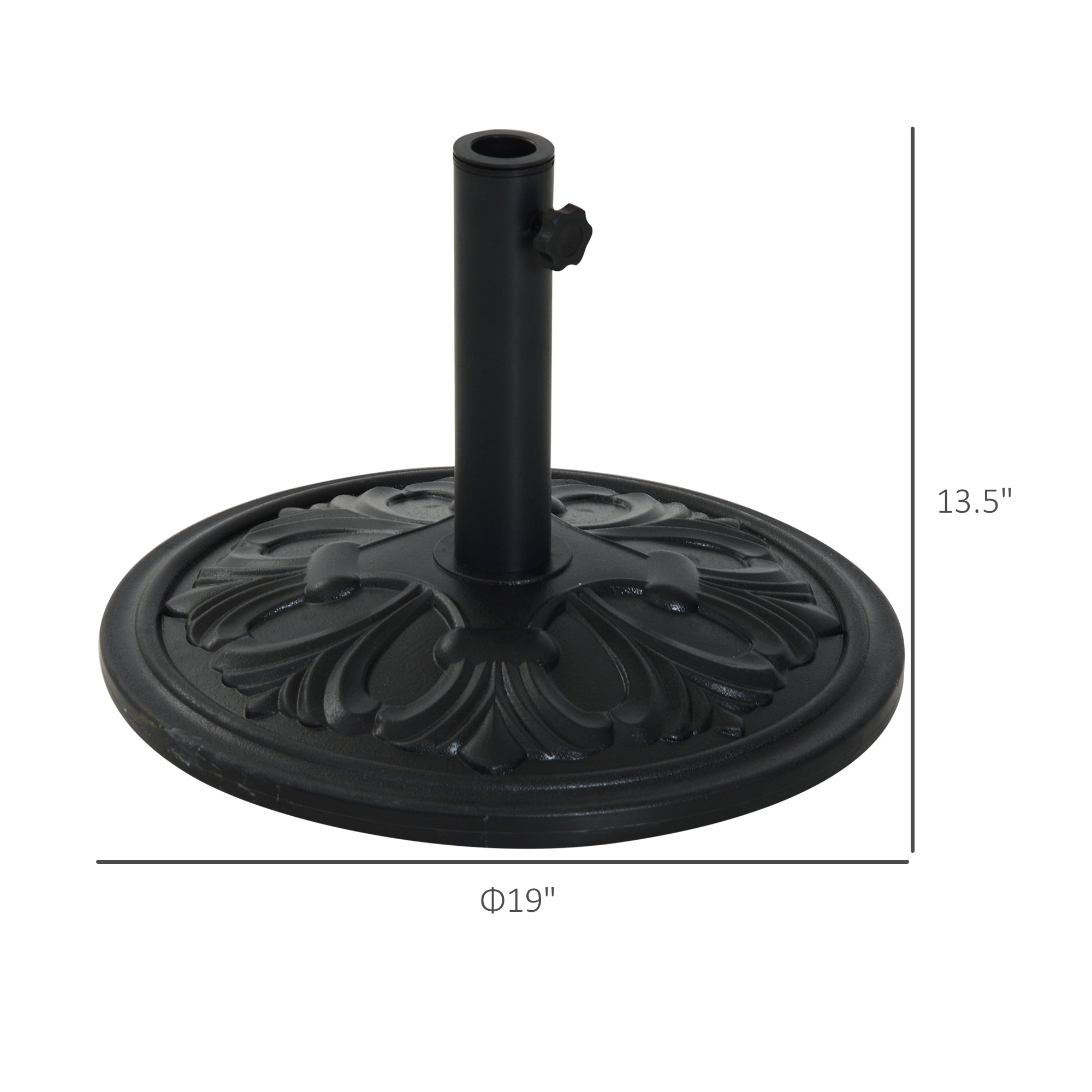 Outsunny Parasol Base: Φ19" Round Heavy Duty Garden Umbrella Holder for Outdoor Furniture