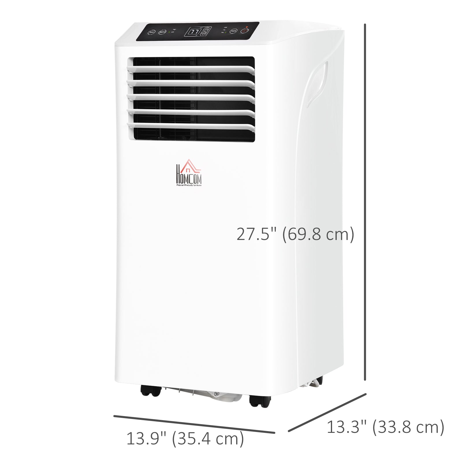 HOMCOM 8000BTU Mobile Portable Air Conditioner with Cooling, Dehumidifier, 2 Speed Fans, 24-Hour Timer for Bedroom, White