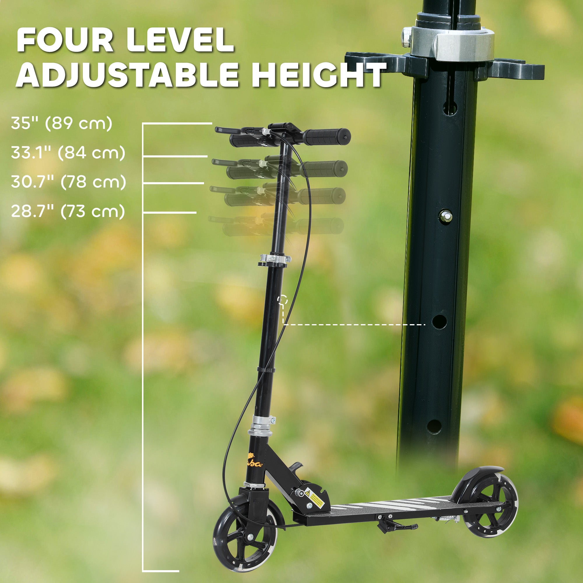 Qaba Scooter for Kids Ages 3-8 with Light Up Wheels, Adjustable Handlebar, Rear Brake & Handbrake for Girls and Boys, Black