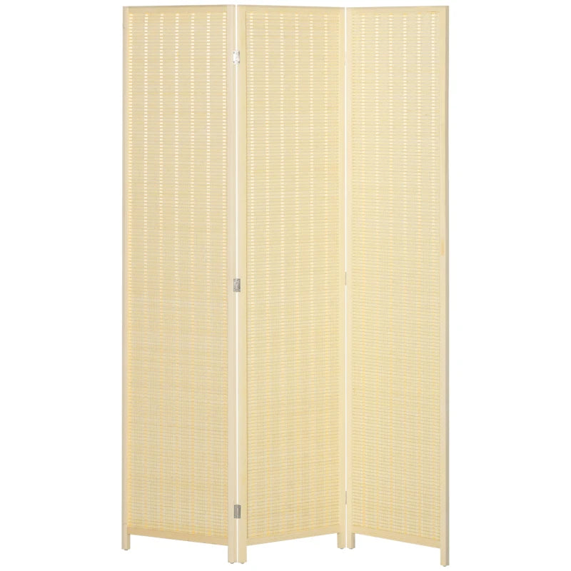 Woven Bamboo Room Divider, 3 Panel Folding Indoor Privacy Screens for Home Office, Natural Wood