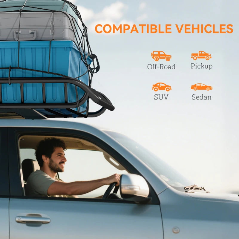 Soozier Roof Rack Cargo Carrier Basket, 330LBS Heavy Duty Roof Basket, 46" x 36" x 4.5" Rooftop Cargo Carrier for SUV, Truck
