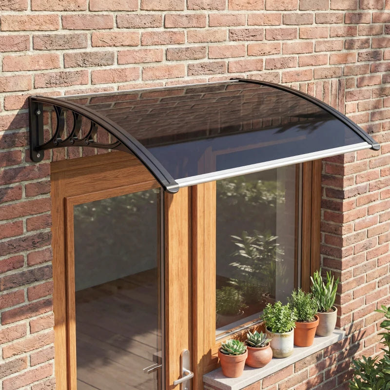 Window Awning Door Canopy, 29.9" x 39.4" Polycarbonate Cover, Front Door Patio Canopy with Solid Panel, Transparent