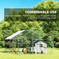 Metal Chicken Coop Run w/ Waterproof Cover, Nesting Box, Roosting Bars, for Outdoor Backyard, 9.8 x 13.1 x 6.4 ft
