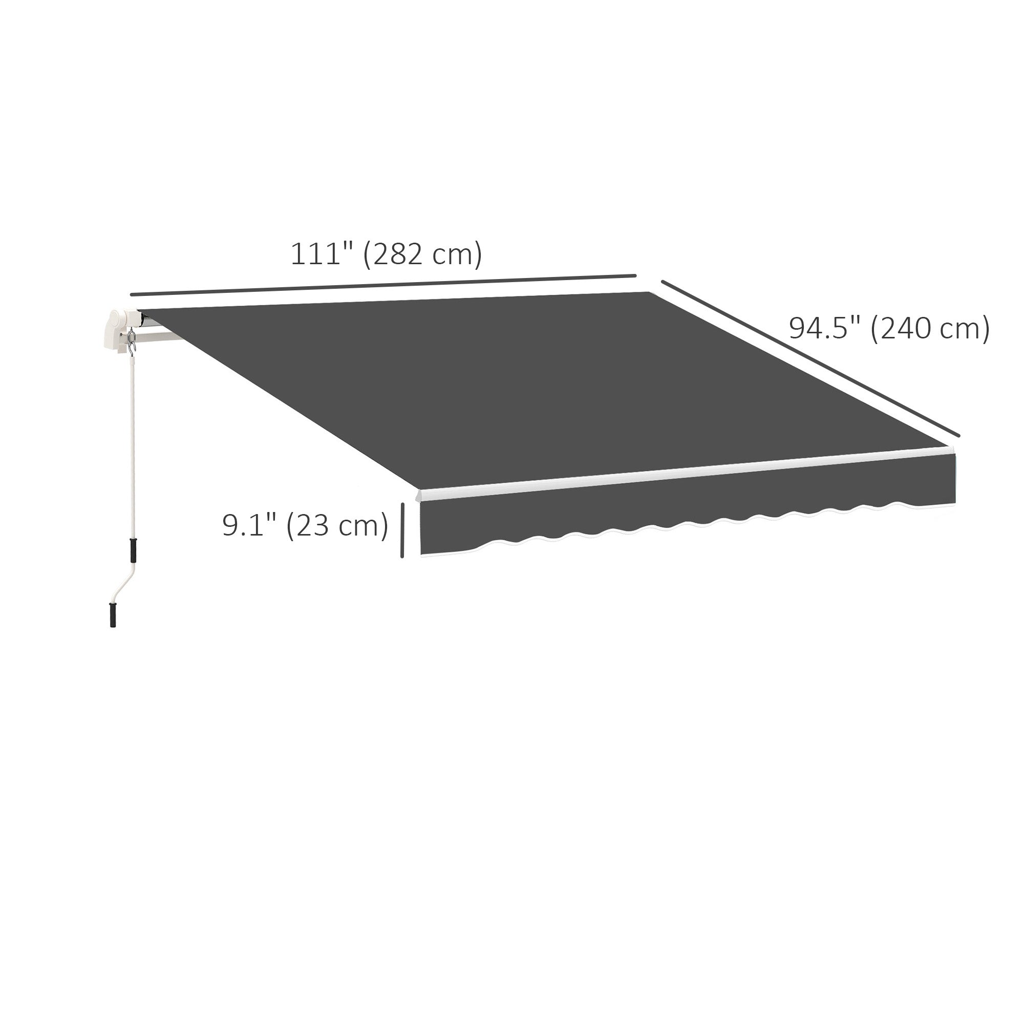 Outsunny Retractable Awning Fabric Replacement 10'x8' Outdoor Sunshade Canopy UV Protection Grey