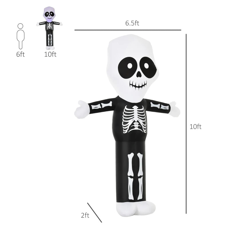 HOMCOM 10ft Halloween Inflatable Skeleton Ghost – LED Lighted, Indoor/Outdoor