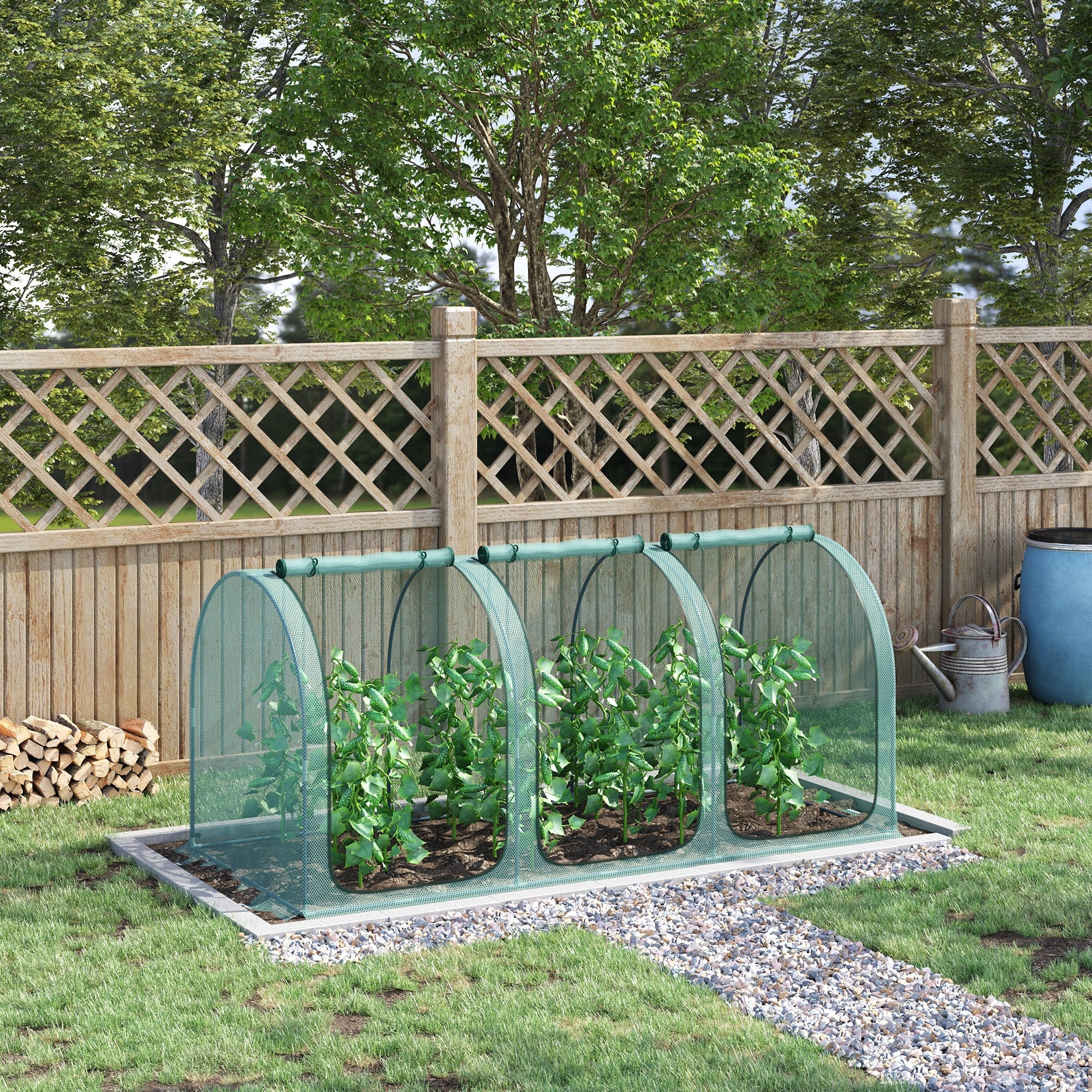 Outsunny 9'x4' Green Crop Cage - Garden Protector with Zippered Access, Sturdy Design for Yard, Lawn