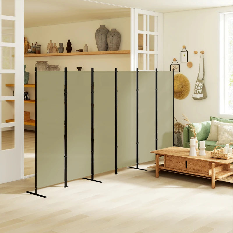 6 Panel Room Divider, 6 Ft Folding Privacy Screen, Portable Freestanding Partition Wall Divider, Beige