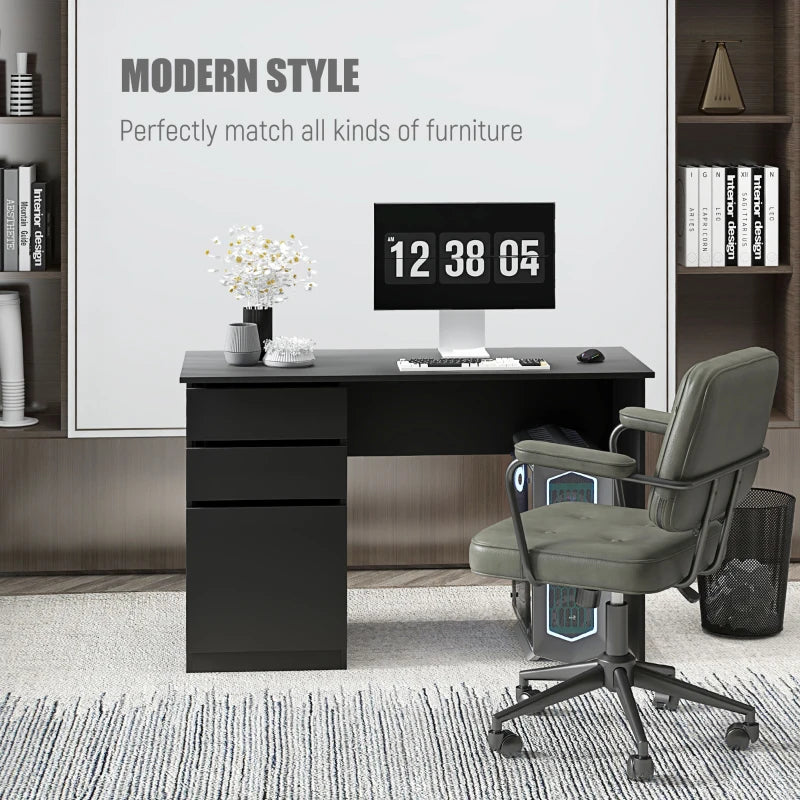 Computer Desk with Storage, PC Table with Drawers and Cabinet for Home Office, Study Room, Black