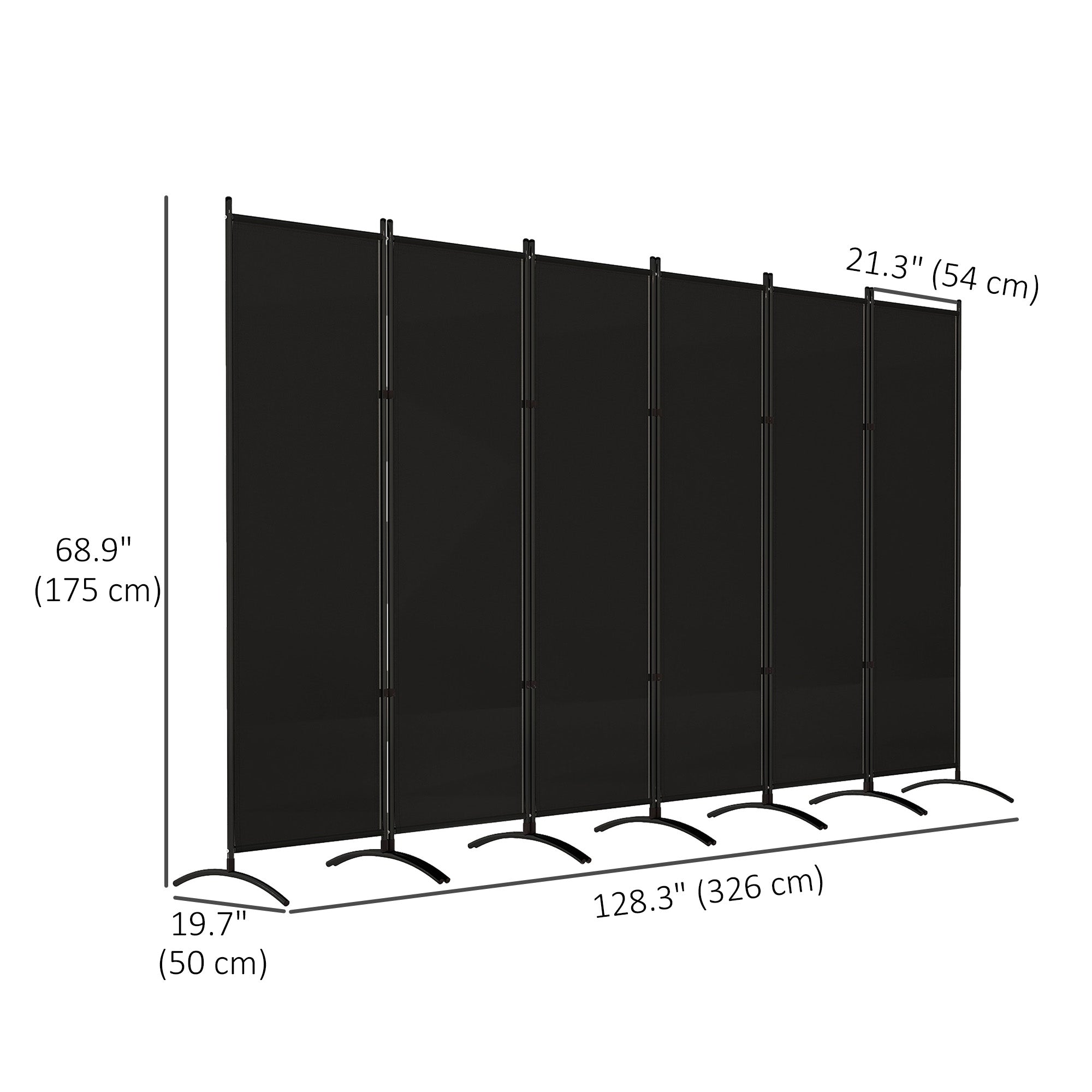 Outsunny 6 Panel Folding Room Divider, UV30+ Privacy Screen, Indoor Outdoor Privacy Panel with Stable Base, Black