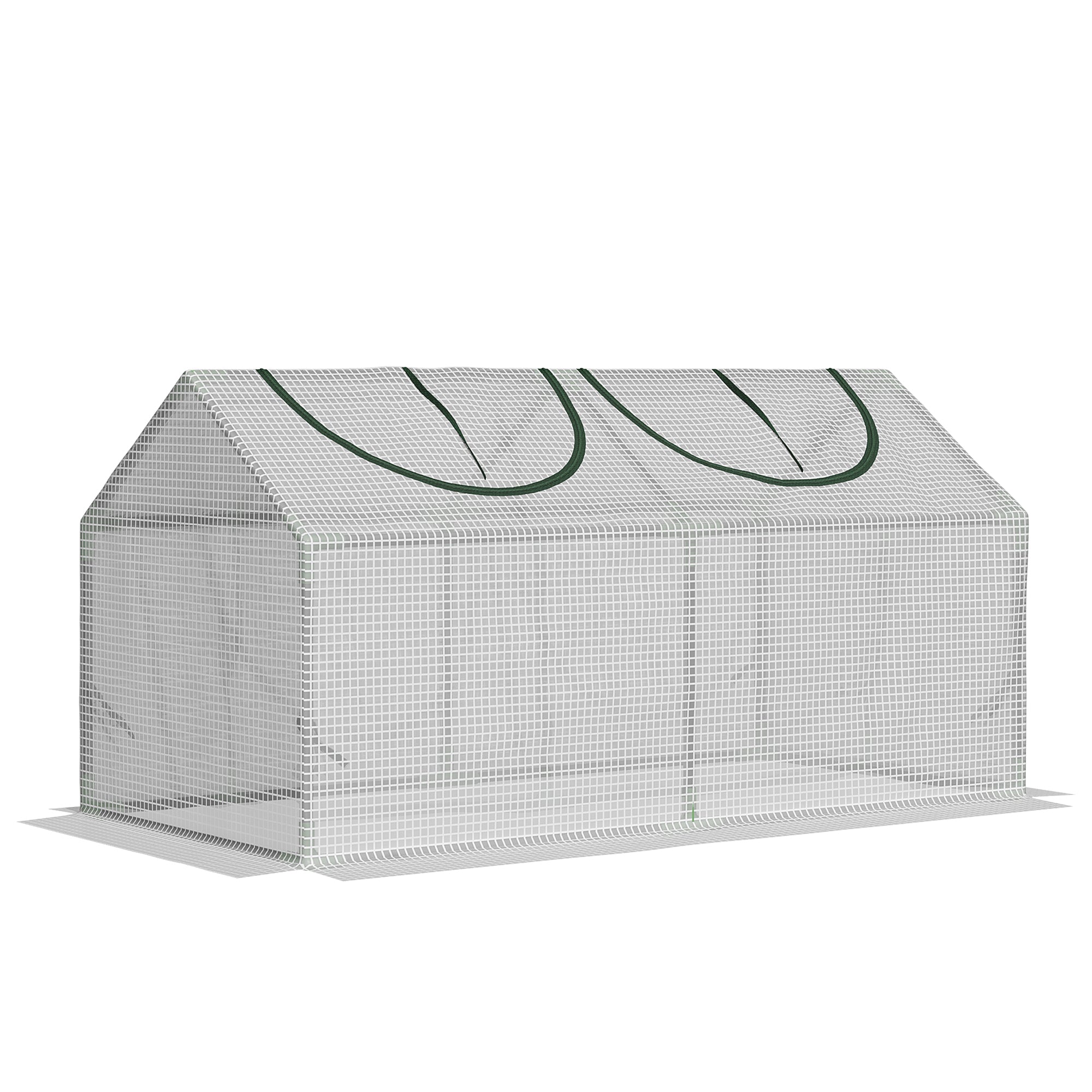 Outsunny Portable Mini Grow Refuge: 47" x 24" x 24" Outdoor Floral Plant Warm Haven 2 Windows Steel PE Cover White