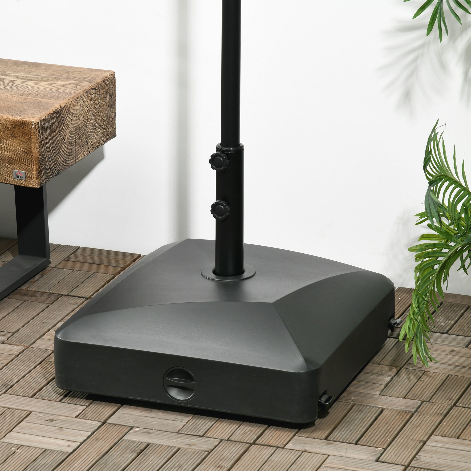 Outsunny 132lb Patio Umbrella Base with Wheels: Heavy Duty Outdoor Market Stand for Garden & Backyard, Black