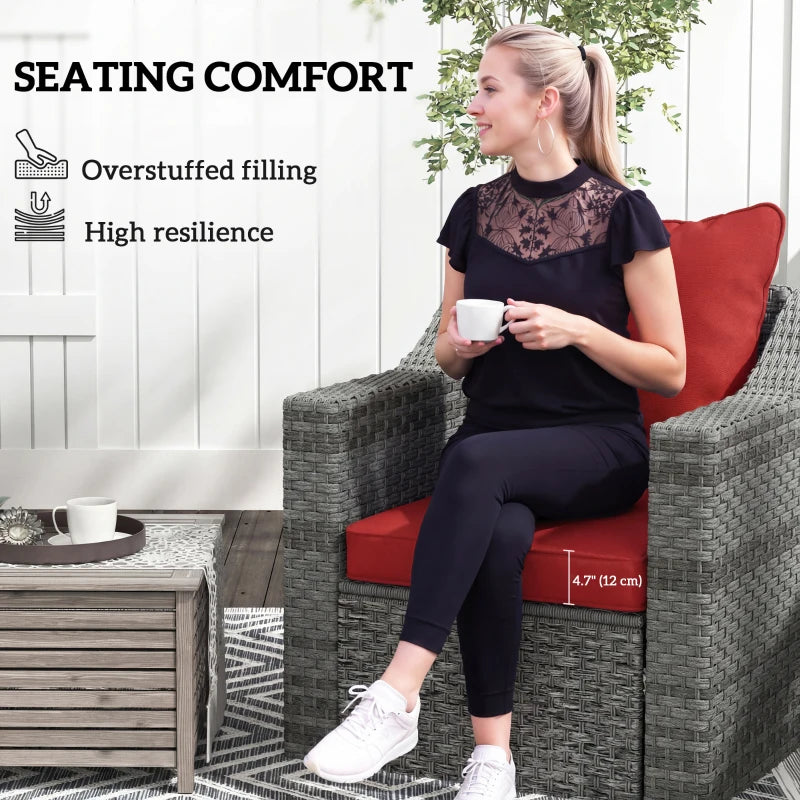 Seat Cushion Back Pillows Replacement Set of 2, Patio Chair Cushions Set for Indoor Outdoor, Wine Red