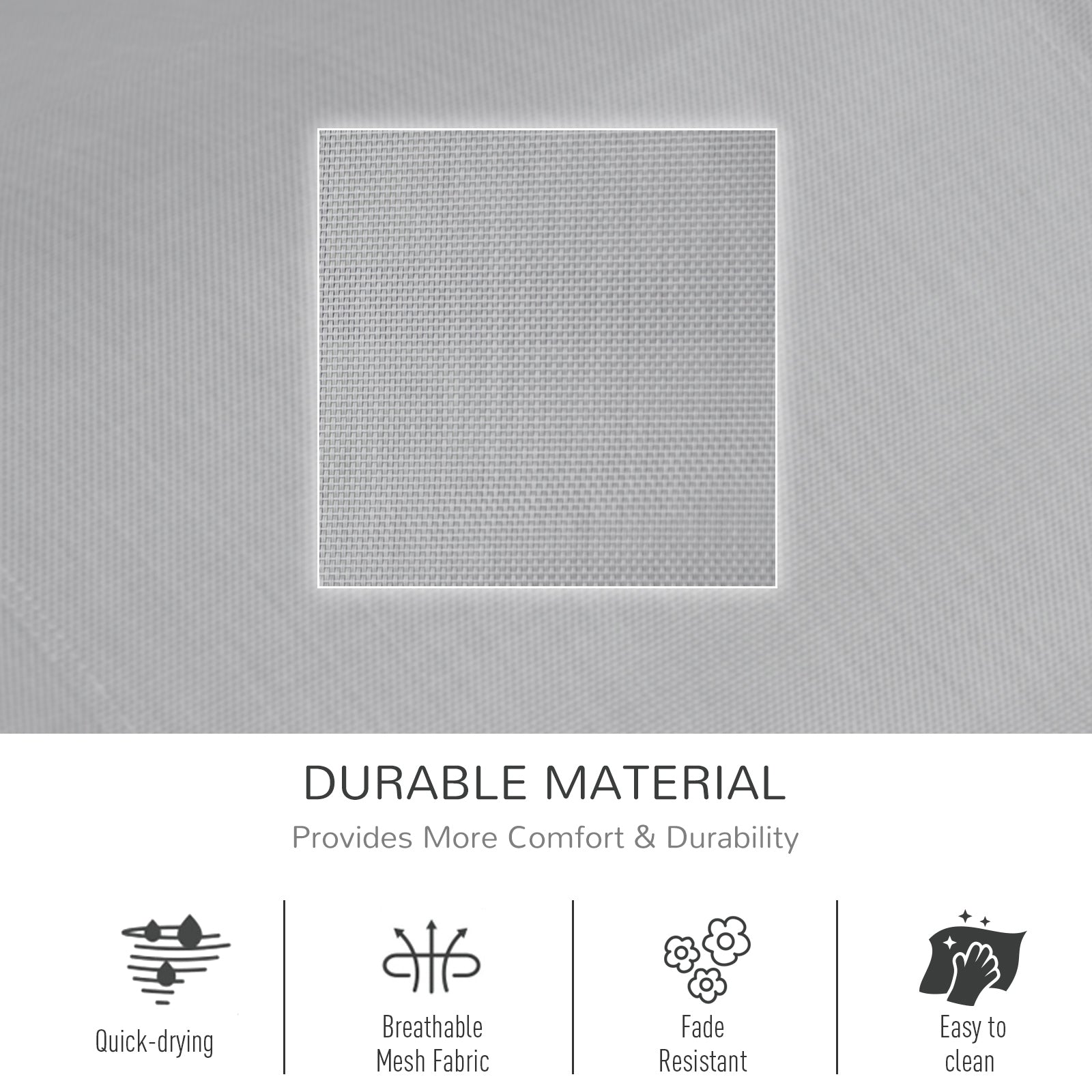 Outsunny Patio Rocking Recliner Chair Sling Fabric Sun Lounger with Headrest Side Pocket for Outdoor Garden Deck Grey