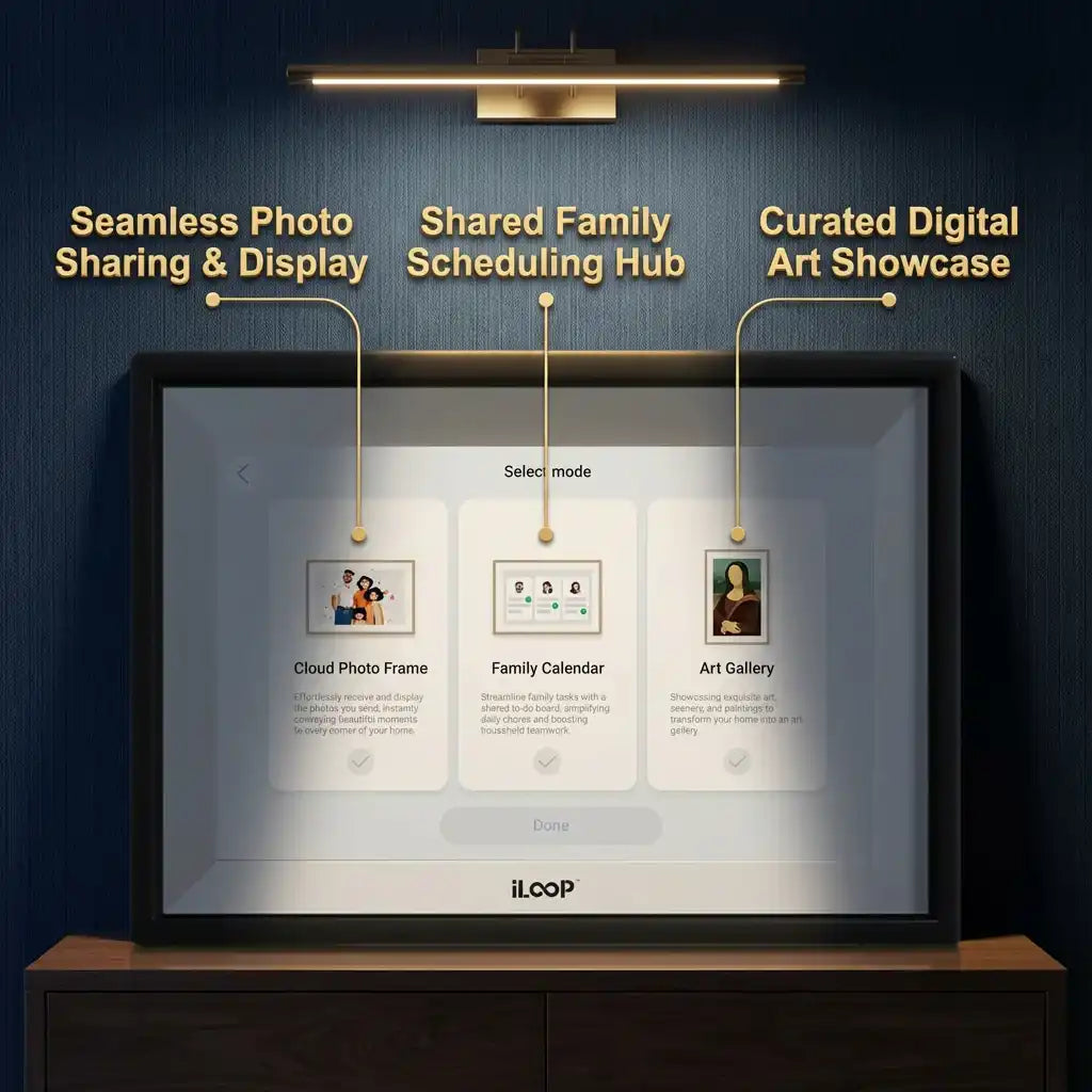 iLoop 15.6” Digital Calendar 32GB | Calendar, Wi-Fi Photo & Video Frame, Art Gallery | Premium Features No Subscription, Touchscreen