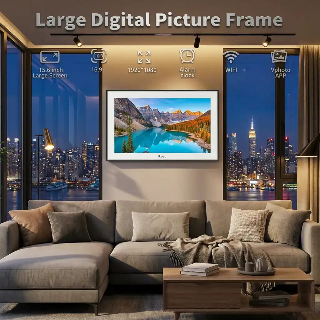 iLoop 15.6” Digital Calendar 32GB | Calendar, Wi-Fi Photo & Video Frame, Art Gallery | Premium Features No Subscription, Touchscreen
