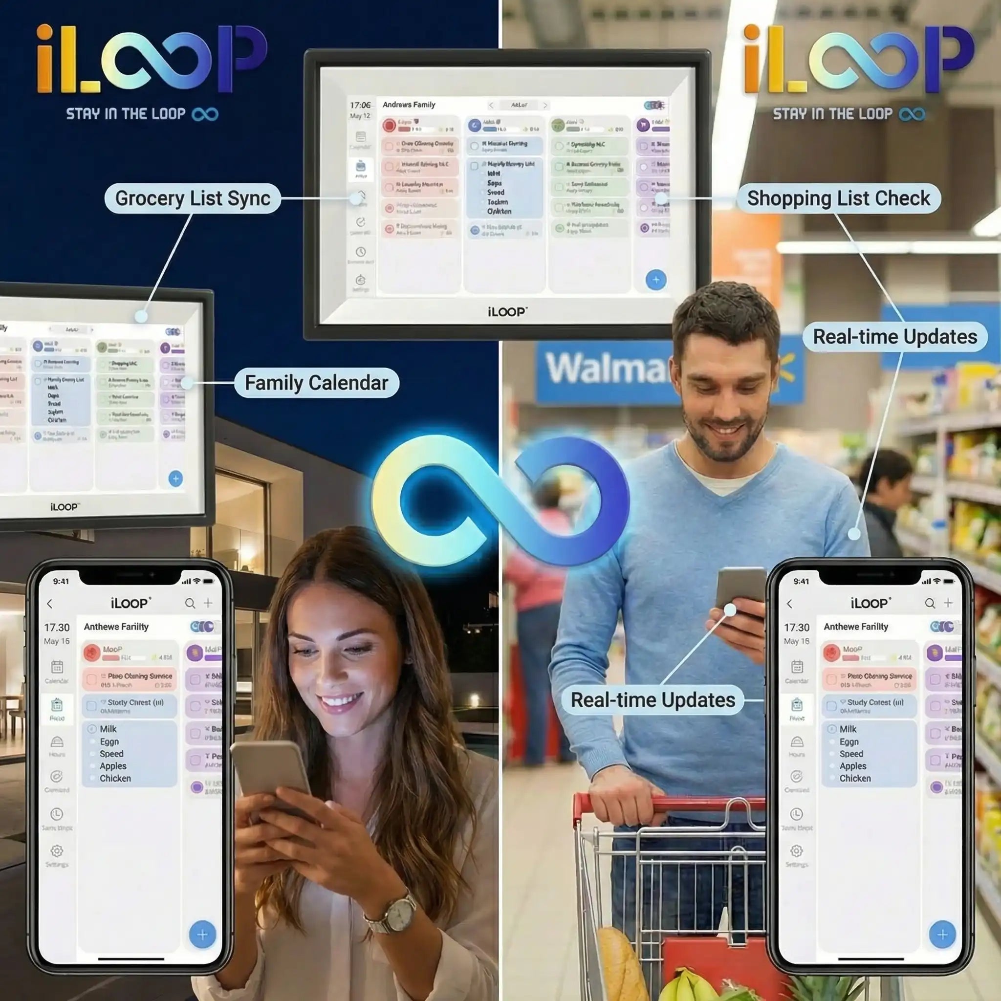 iLoop 15.6” Digital Calendar 32GB | Calendar, Wi-Fi Photo & Video Frame, Art Gallery | Premium Features No Subscription, Touchscreen