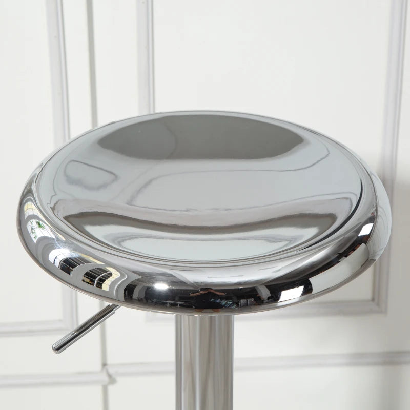 Steel Bar Stools Set of 2, Adjustable Counter Height Round Breakfast Barstools, Industrial Swivel Bar Chairs, Silver