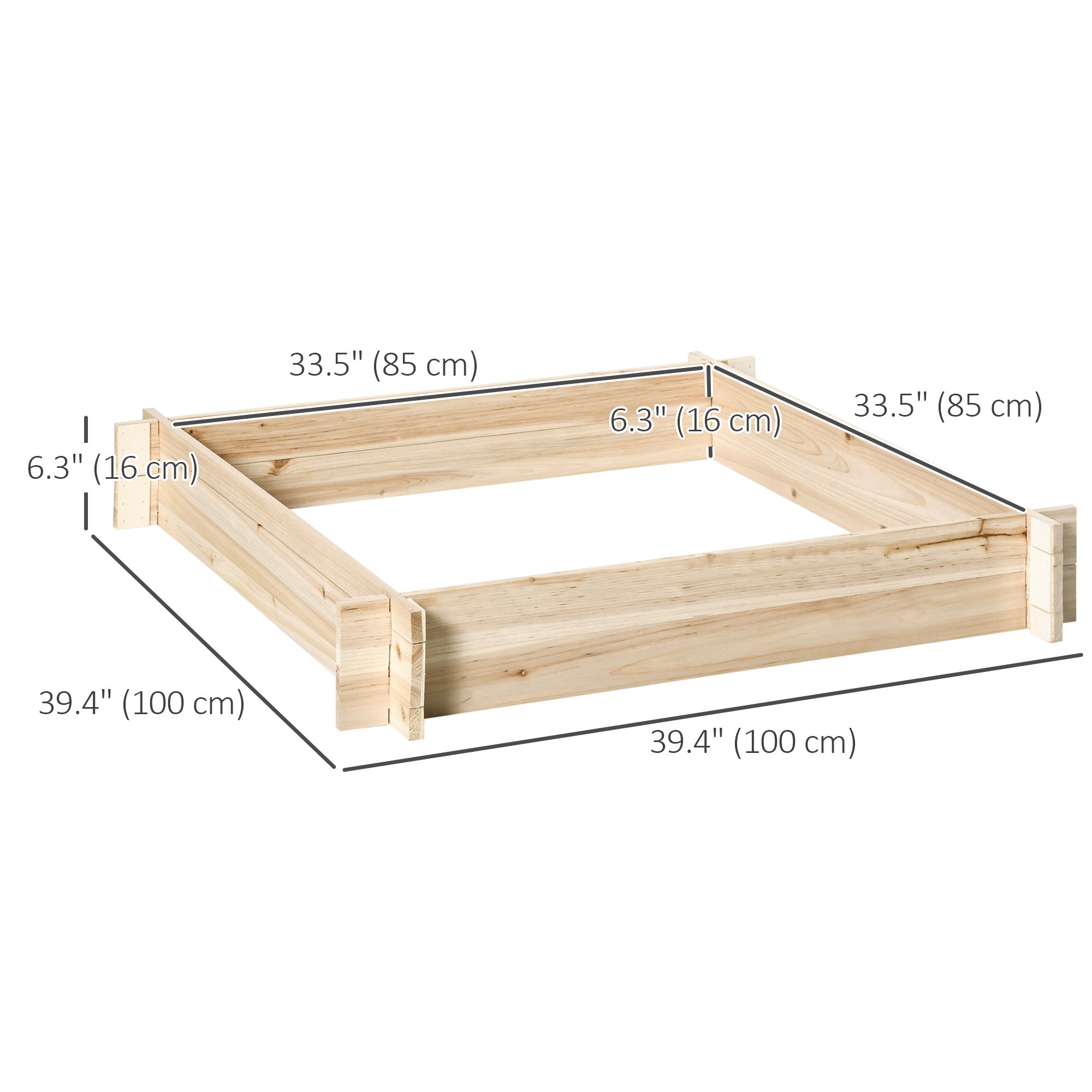 Outsunny Screwless Raised Garden Bed: 39"x39" Wooden Easy DIY Planter Box for Veggies, Flowers & Herbs