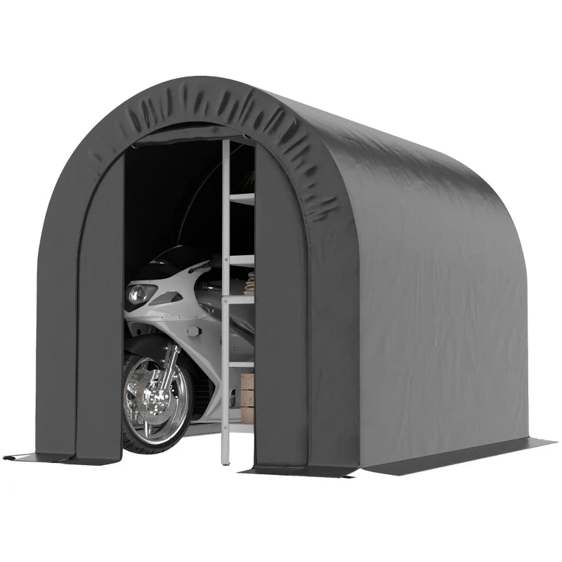 6' x 8' Outdoor Storage Shed, Heavy Duty Galvanized Steel Portable Shed for Bike, Motorcycle, Garden Tools, Black