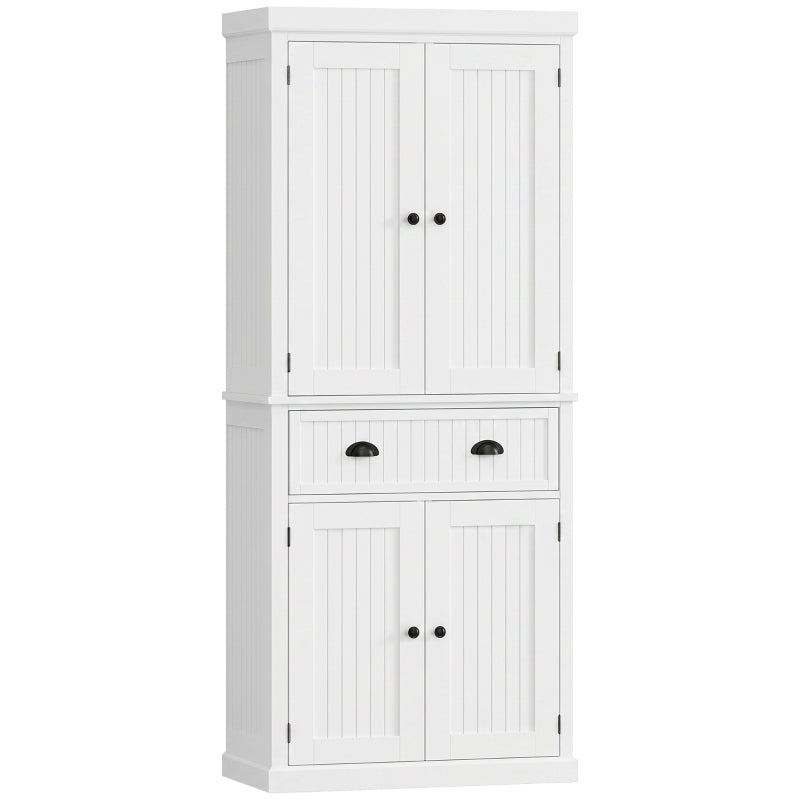 HOMCOM 72" Kitchen Pantry Cabinet with Drawer & Adjustable Shelves, Freestanding Storage Cabinet with Doors, White