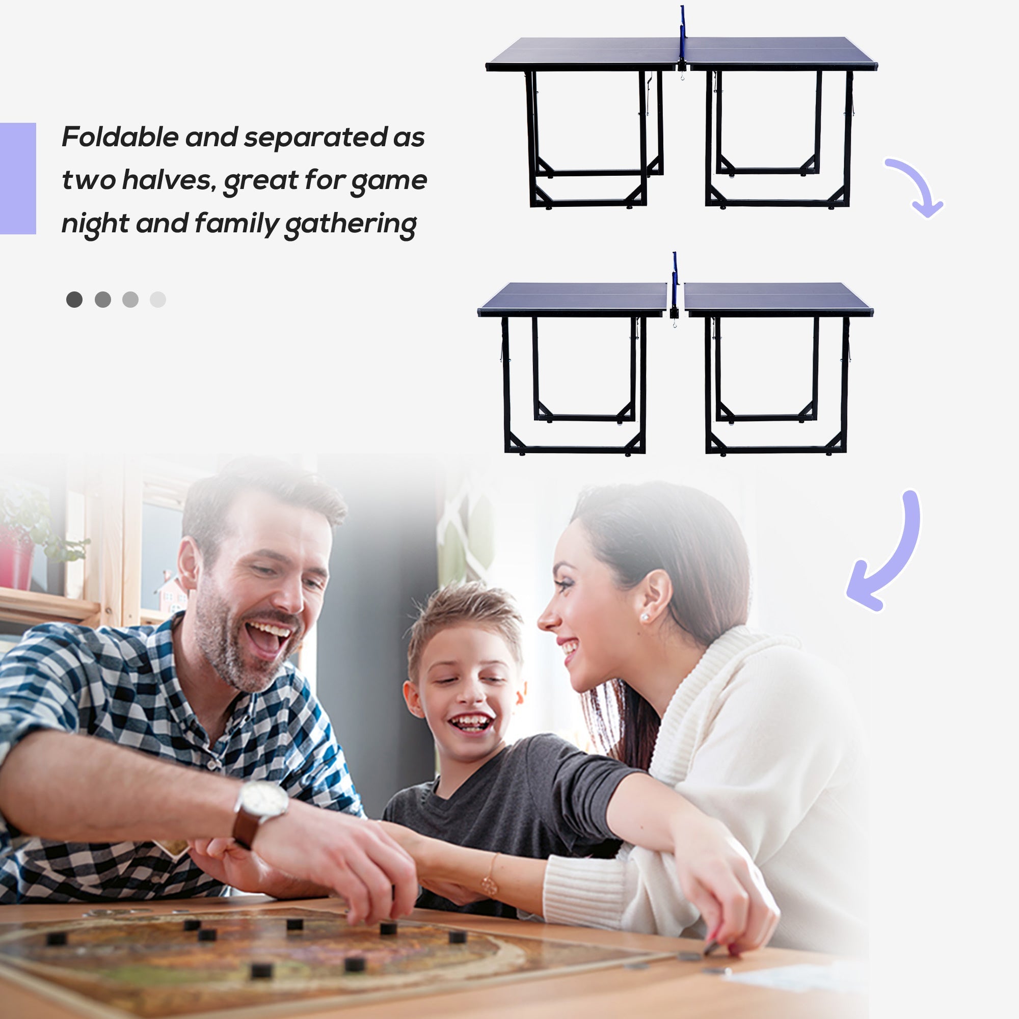 Soozier Compact Midsize Table Tennis Table 6x3ft Free Standing Folding Family Ping-pong Table Blue