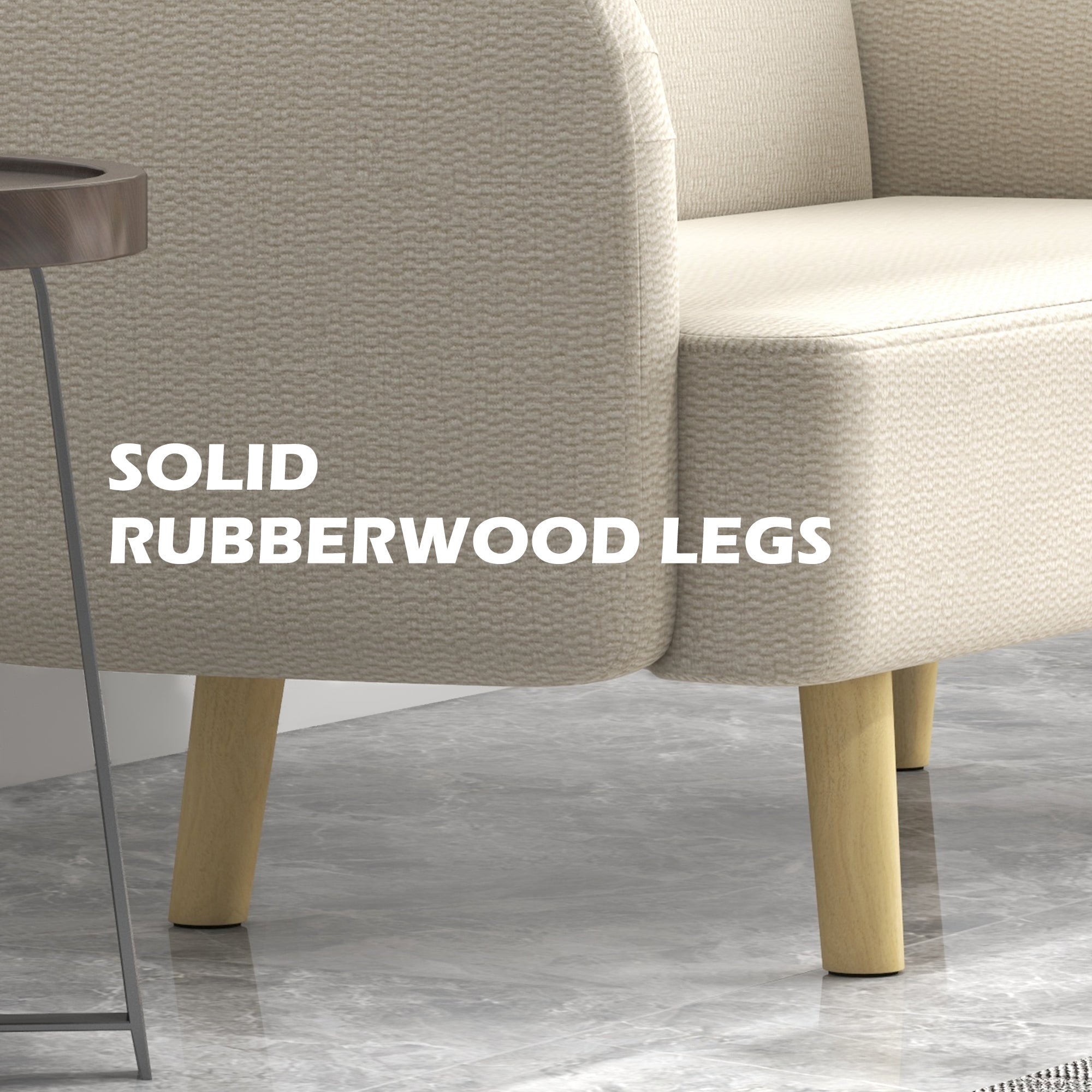 HOMCOM Velvet Feel Fabric 2 Seater Sofa, Small Sofa Loveseat with 8.3" Thick Padding and Wood Legs, Cream White