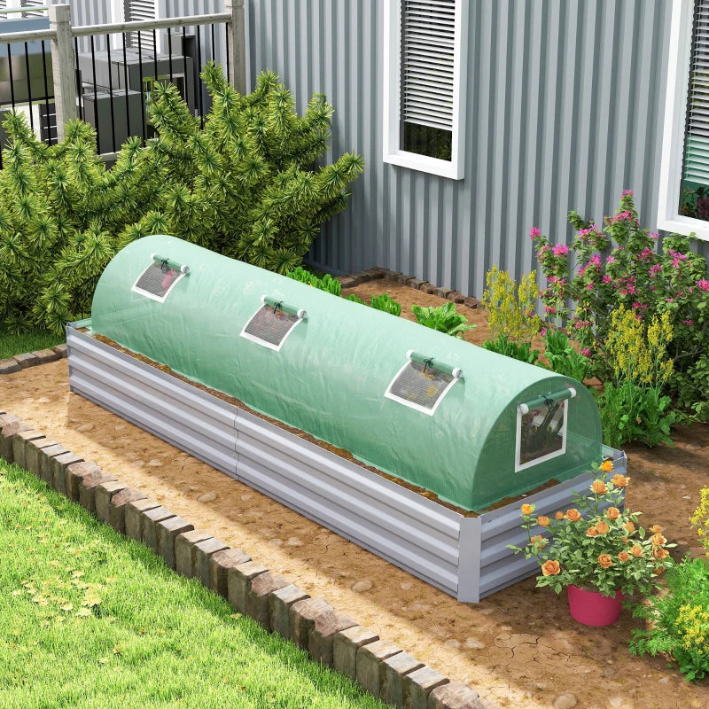 Portable Mini Greenhouse, Tunnel Growing Tent with 5 Mesh Windows and Steel Frame,10' x 3' x 2', Green
